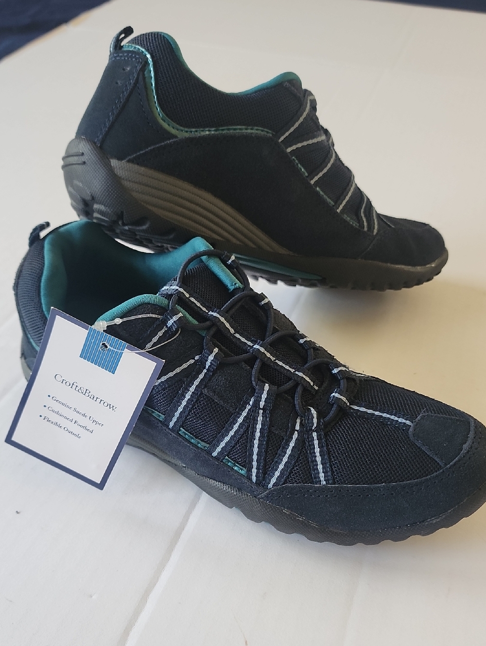 Croft & Barrow Women's Dark Blue Suede Mesh Walking Sneakers
